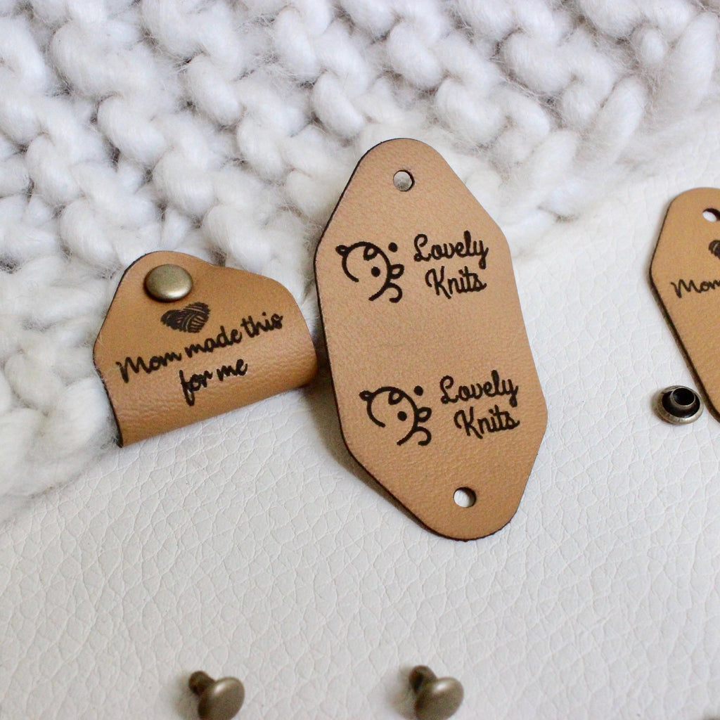 Custom Brown and Silver Tags for Handmade Items, Size 2.5x1 Inches With  Rivets 