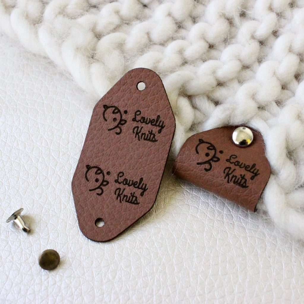 Personalized Leather Tags, Rivet Tags, Labels for Knitting, No