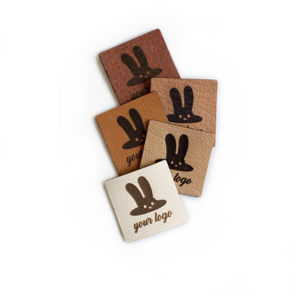 Personalized Leather Labels for handmade products - Size 1x1