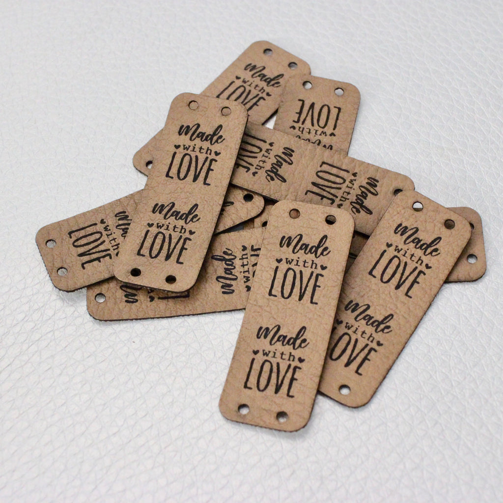 36Pieces PU Tags Made with Love Tags Crochet Tags for Handmade Items