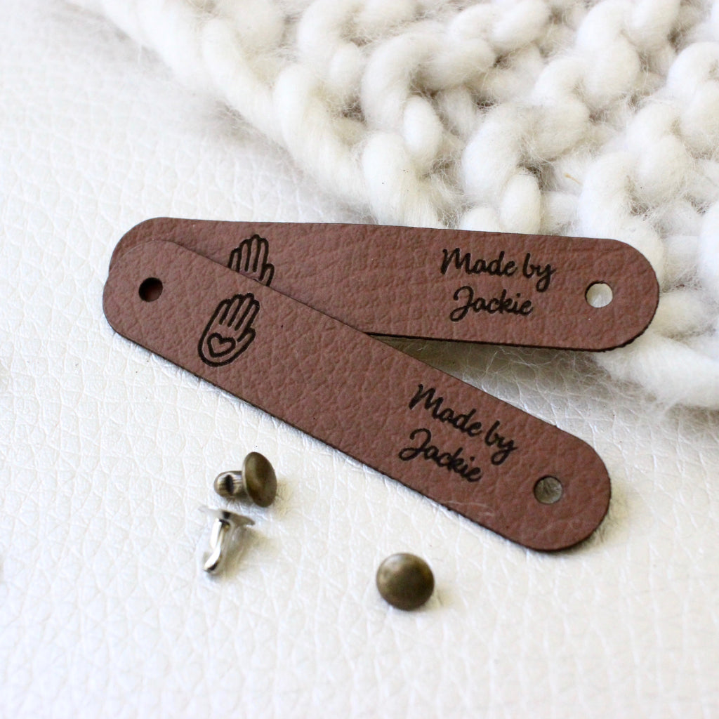 Leather Label Handmade Rivet, Leather Labels Personalized